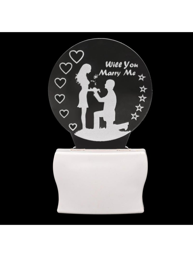 Somil 3D Illusion Effect Will You Marry Me Couple Multi Colour LED Night Lamp, Self Color Changing, Dia: 5 X 10 X 5 Cm, Pack of 2 - Image 4