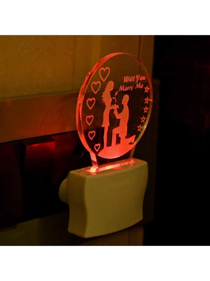 Somil 3D Illusion Effect Will You Marry Me Couple Multi Colour LED Night Lamp, Self Color Changing, Dia: 5 X 10 X 5 Cm, Pack of 2 - Image 3