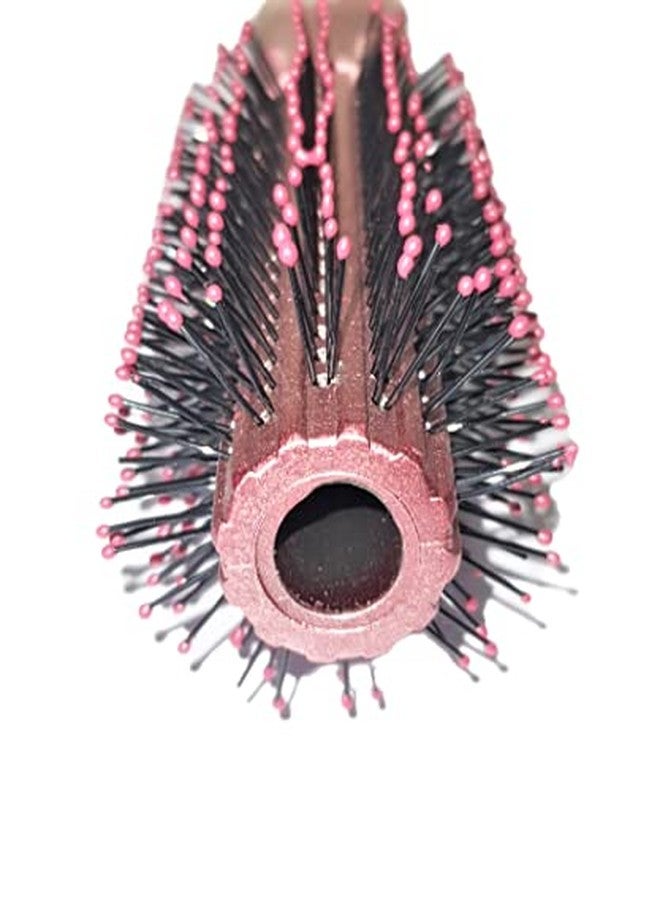 Tiamo Round Plastic Hairbrush set BROWN and PINK for grooming. - Image 3