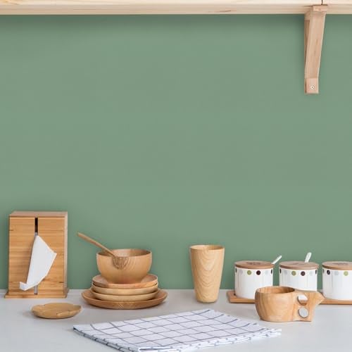 Biyoee Sage Green Peel and Stick Wallpaper 15.7”x 118” Matte Green Self-Adhesive Removable Contact Paper Solid Color Waterproof Vinyl Roll for Cabinets Furniture Renovation Bedroom Wall Covering - Image 4
