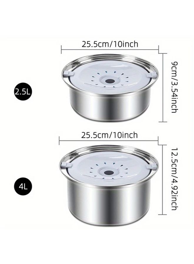 2 5L Stainless Steel Slow Feeder Dog Bowl Anti Spill Splash Proof Large Capacity Durable - Image 2