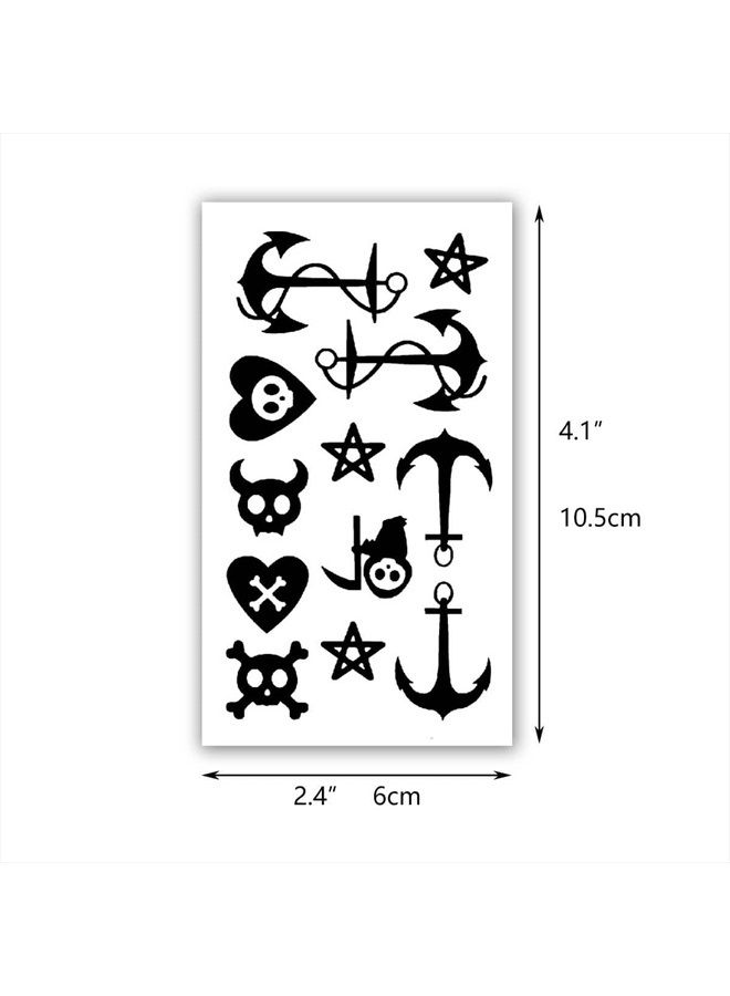 Glaryyears Fake Tiny Temporary Tattoo, 20 Pack Black Sketch Ink Line Small Tattoos Stickers, Various Styles for Fun Party Supplies Vacation on Body Face Hand Wrist