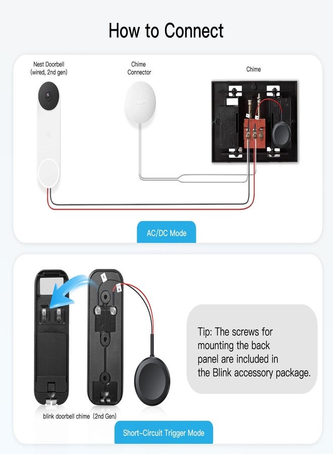 Bistee Wireless Doorbell Chime - Compatible with Blink video Doorbell (1st gen)/(2nd gen) /Wired chime with Wired Transmitter (Black) - (1 Video Doorbell Extender 1 Receiver) - Image 4