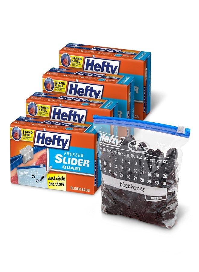 Hefty Calendar Slider Quart Freezer Bags, 1 Quart Slider Bags with Stand and Fill Expandable Bottoms, Helps Prevent Freezer Burn, 35 Count (Pack of 4) - Image 1