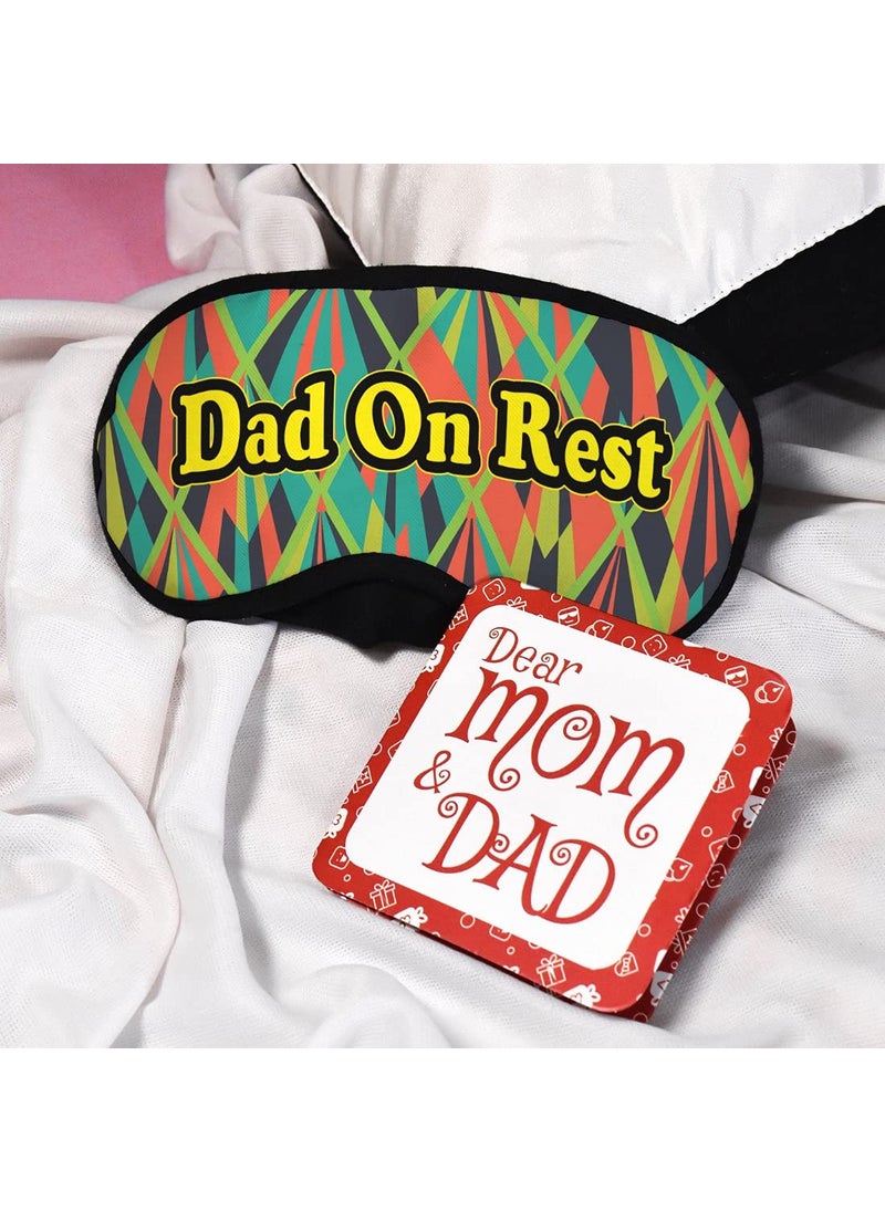 Indigifts - Indigifts Father Birthday Gifts Dad on Rest Quote Modern Geometric Illustration Multi Sleep Mask for Eye 7.8X3.3 inch - Gift for Papa-Dad-Father in Law-Birthday, Fathers Day Gift, Eye Mask for Sleeping - Image 1