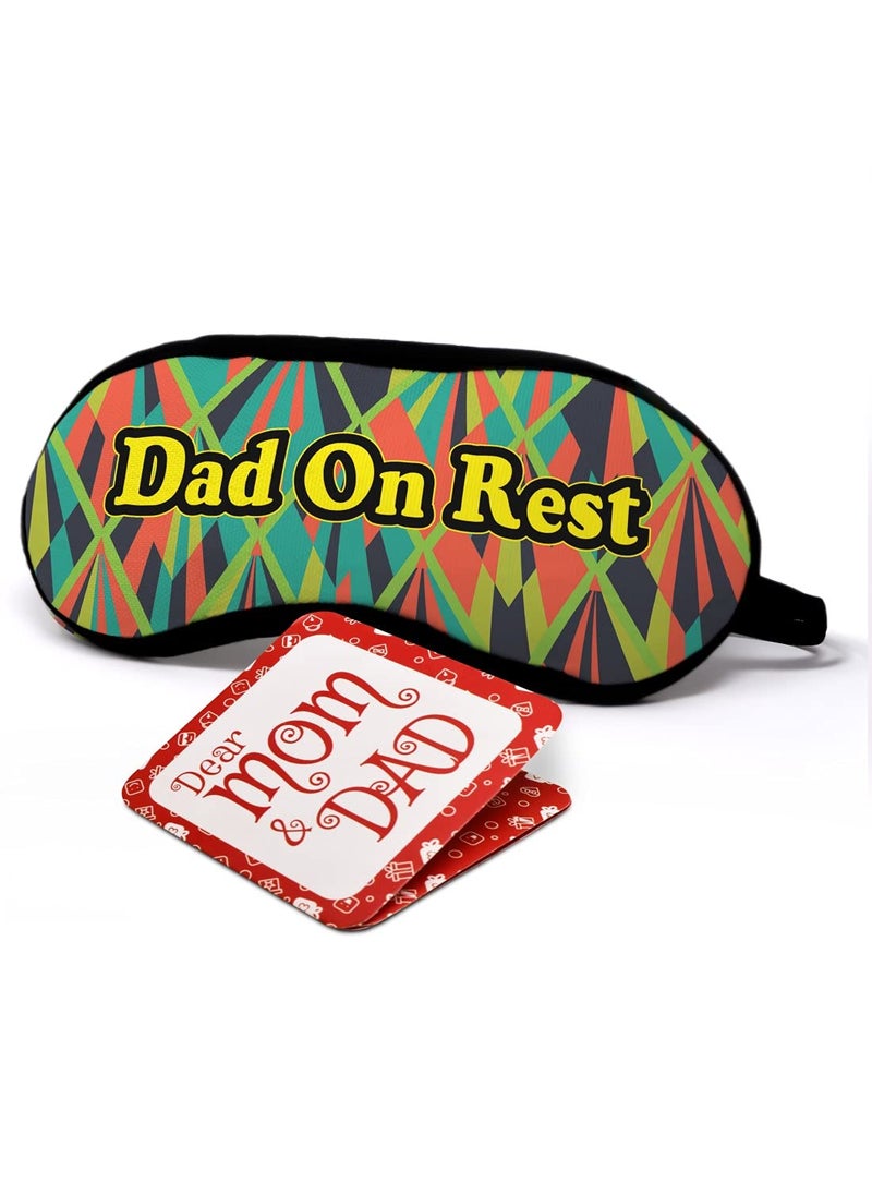 Indigifts - Indigifts Father Birthday Gifts Dad on Rest Quote Modern Geometric Illustration Multi Sleep Mask for Eye 7.8X3.3 inch - Gift for Papa-Dad-Father in Law-Birthday, Fathers Day Gift, Eye Mask for Sleeping - Image 1