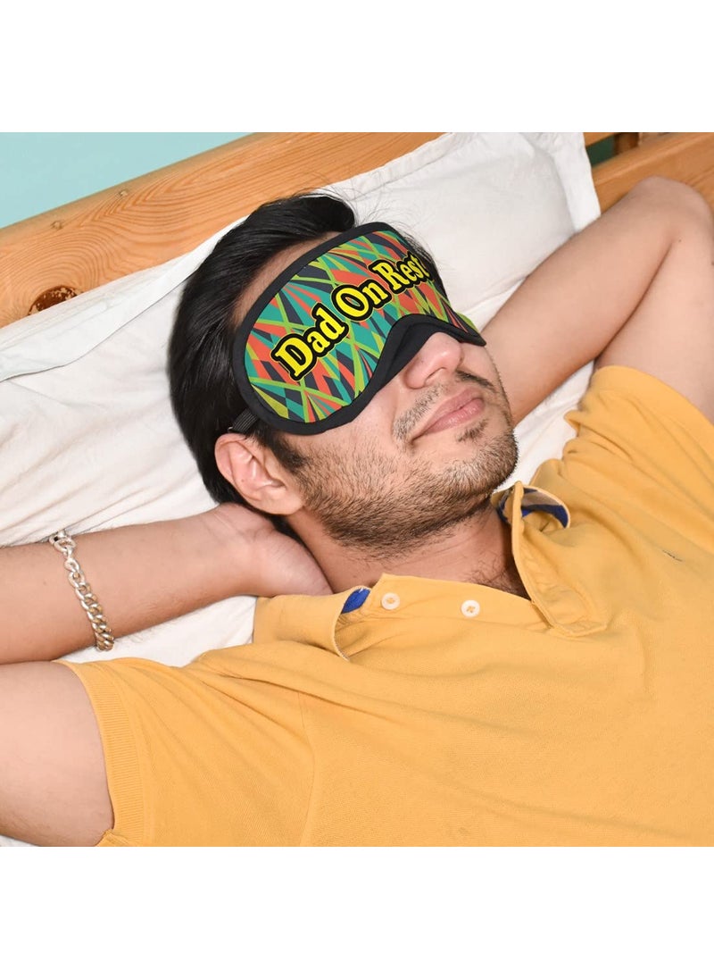 Indigifts - Indigifts Father Birthday Gifts Dad on Rest Quote Modern Geometric Illustration Multi Sleep Mask for Eye 7.8X3.3 inch - Gift for Papa-Dad-Father in Law-Birthday, Fathers Day Gift, Eye Mask for Sleeping - Image 1