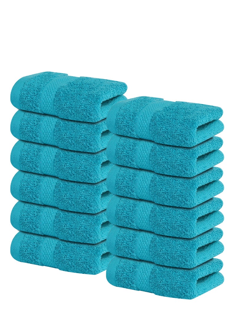Infinitee Xclusives Infinitee Xclusives [12 Pack] Premium Teal Wash Cloths and Face Towels, 13 x 13 Inches (33 x 33cm) 100% Cotton, Soft and Absorbent Washcloths Set - Perfect for Bathroom, Gym, and Spa  - Image 1