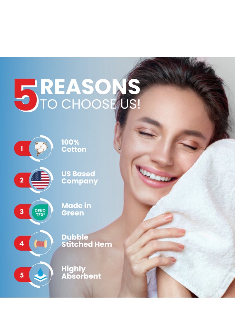 Infinitee Xclusives Infinitee Xclusives [12 Pack] Premium Teal Wash Cloths and Face Towels, 13 x 13 Inches (33 x 33cm) 100% Cotton, Soft and Absorbent Washcloths Set - Perfect for Bathroom, Gym, and Spa  - Image 2