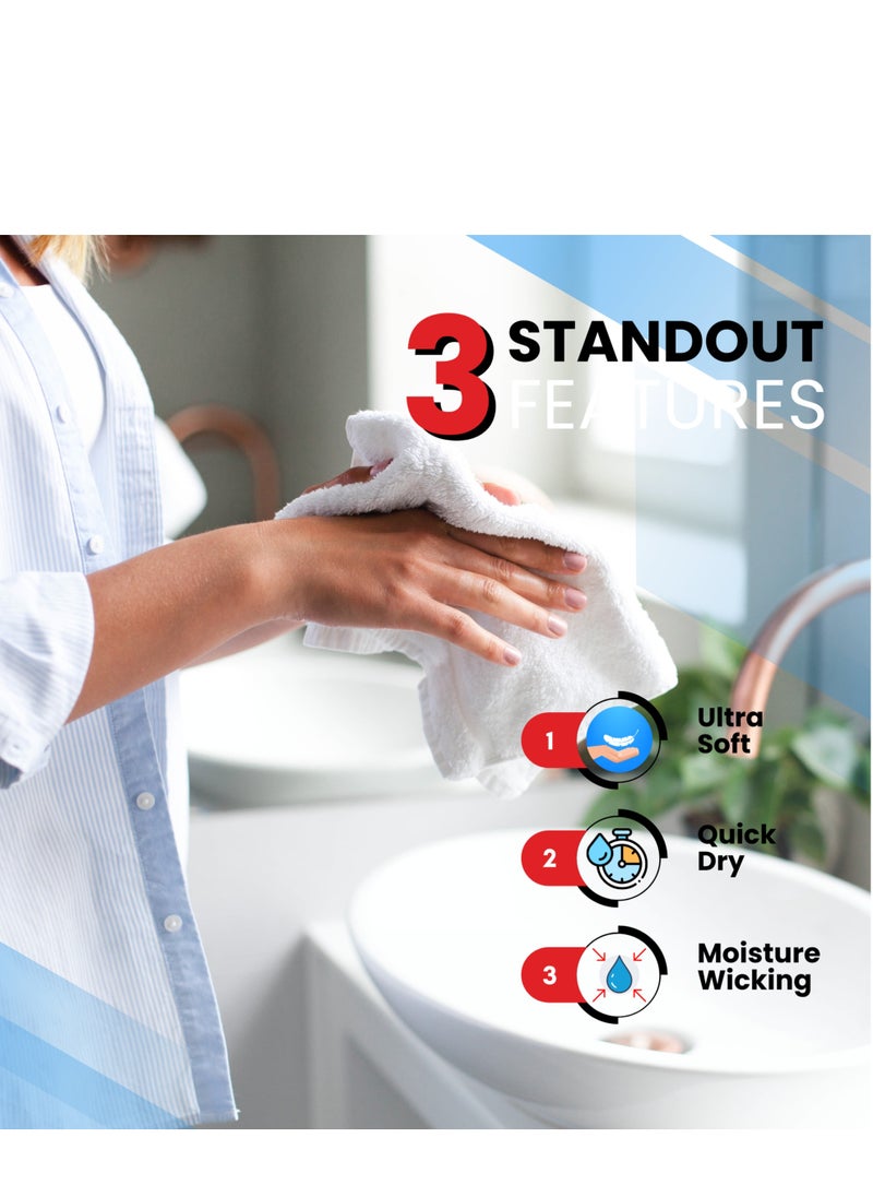 Infinitee Xclusives Infinitee Xclusives [12 Pack] Premium Teal Wash Cloths and Face Towels, 13 x 13 Inches (33 x 33cm) 100% Cotton, Soft and Absorbent Washcloths Set - Perfect for Bathroom, Gym, and Spa  - Image 4