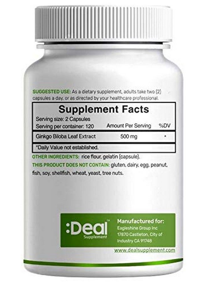 Eagleshine Vitamins - Ginkgo Biloba 500Mg Per Serving 240 Capsules 4 Months Supply Grown In Northern Asia; Extra Strength Promotes Brain Function - Image 1