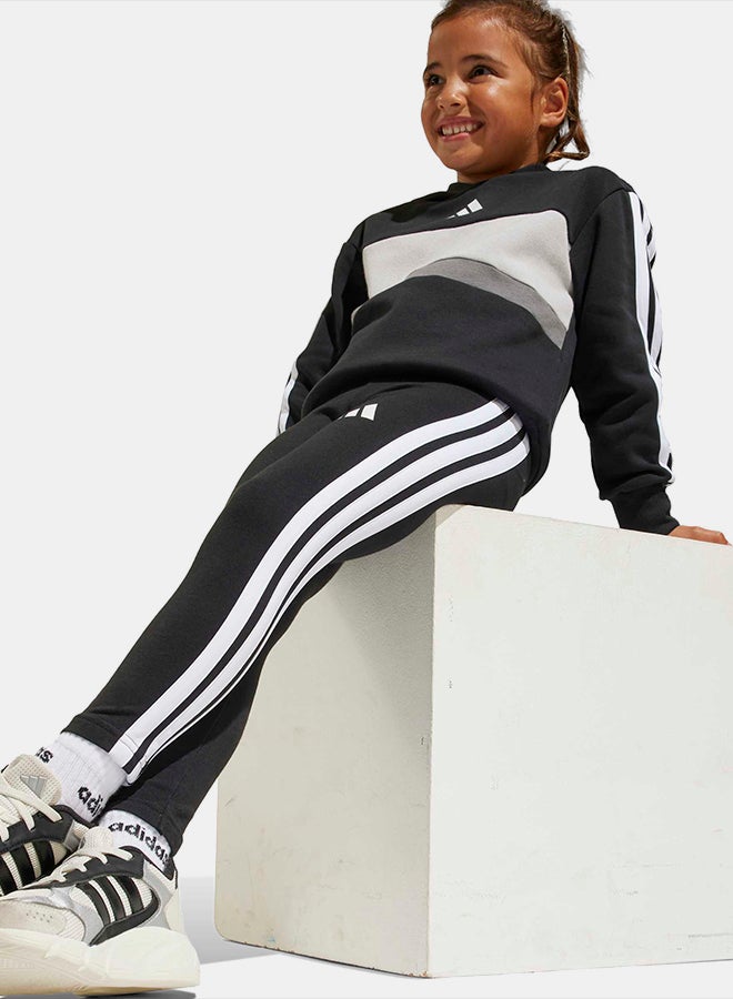Adidas Seasonal Essentials Tiberio 3-Stripes Fleece Leggings Set Kids - Image 4