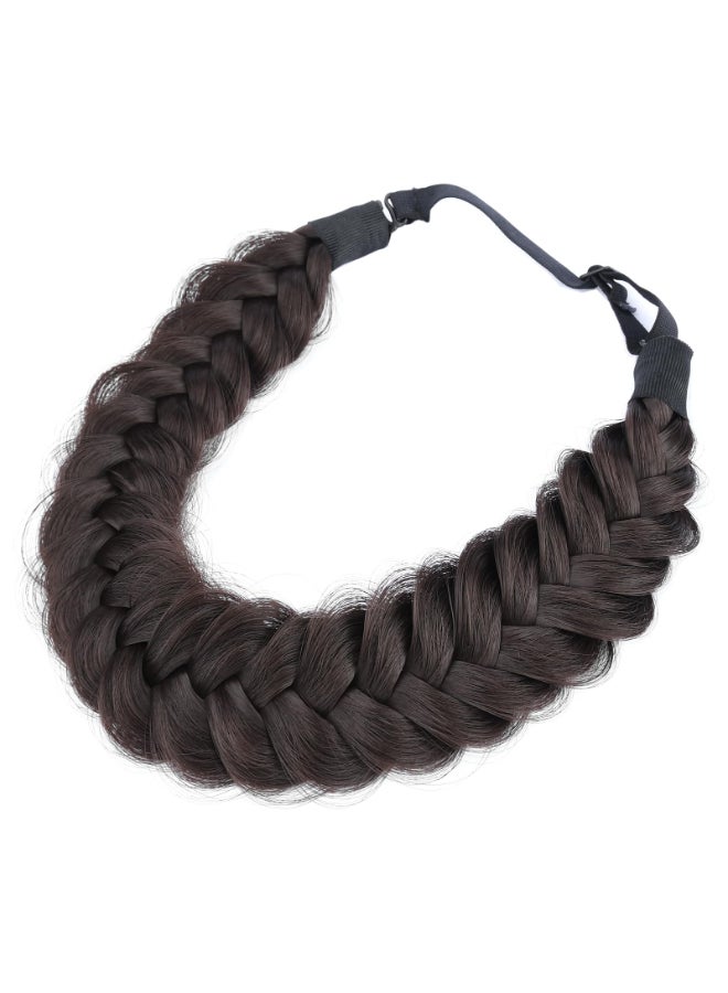 BOBIYA Messy Wide 2 Strands Synthetic Hair Braided Headband Classic Braide Hair Headbands Elastic Stretch Braid Headbands for Women Chocolate - Image 3