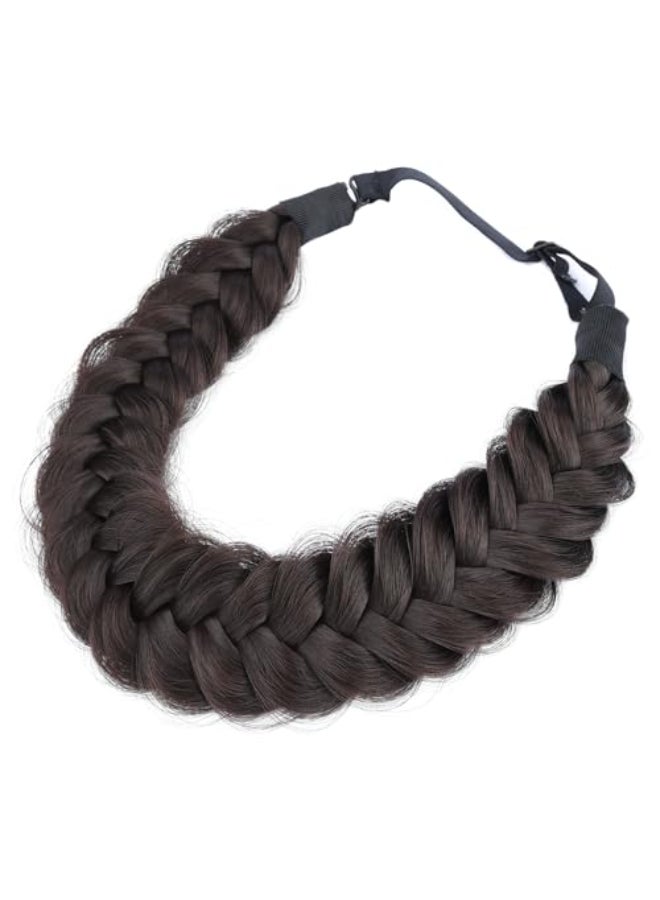 BOBIYA Messy Wide 2 Strands Synthetic Hair Braided Headband Classic Braide Hair Headbands Elastic Stretch Braid Headbands for Women Chocolate - Image 1