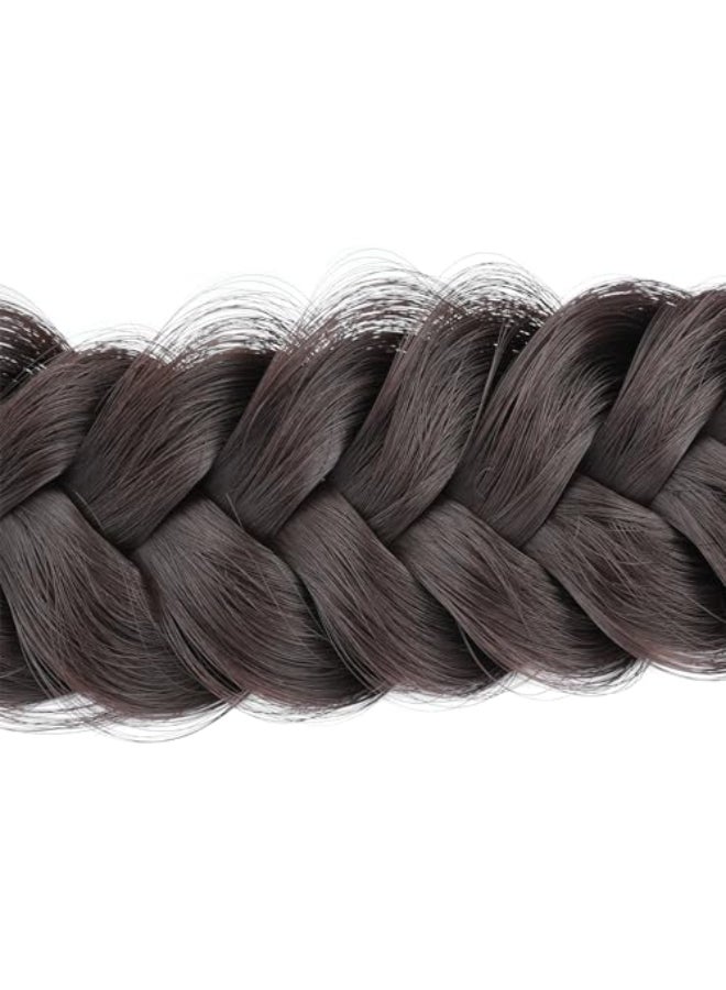 BOBIYA Messy Wide 2 Strands Synthetic Hair Braided Headband Classic Braide Hair Headbands Elastic Stretch Braid Headbands for Women Chocolate - Image 4