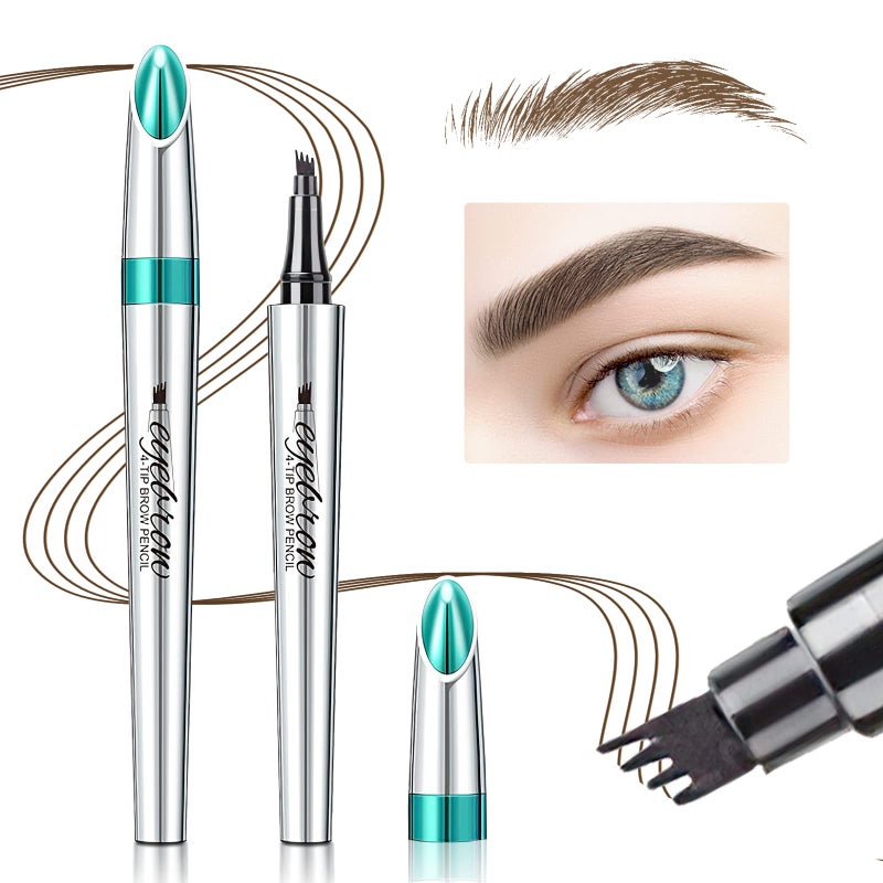 Eyebrow Microblading Pen with 4 Point Brow Pen Lift  Snatch Microblading LongLasting Waterproof Natural Eyebrow Hair Dark Brown