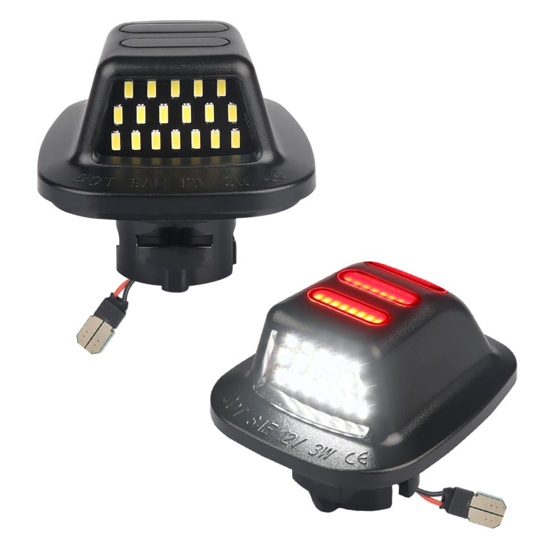 MbuyDIY LED License Plate Light Lamp with Red OLED Neon Tube Compatible with Chevy K1500 C1500 1988-1999, Silverado Sierra 1988-1998, Tahoe Yukon Suburban S10 Black housing 6000K White, Pack of 2 - Image 1