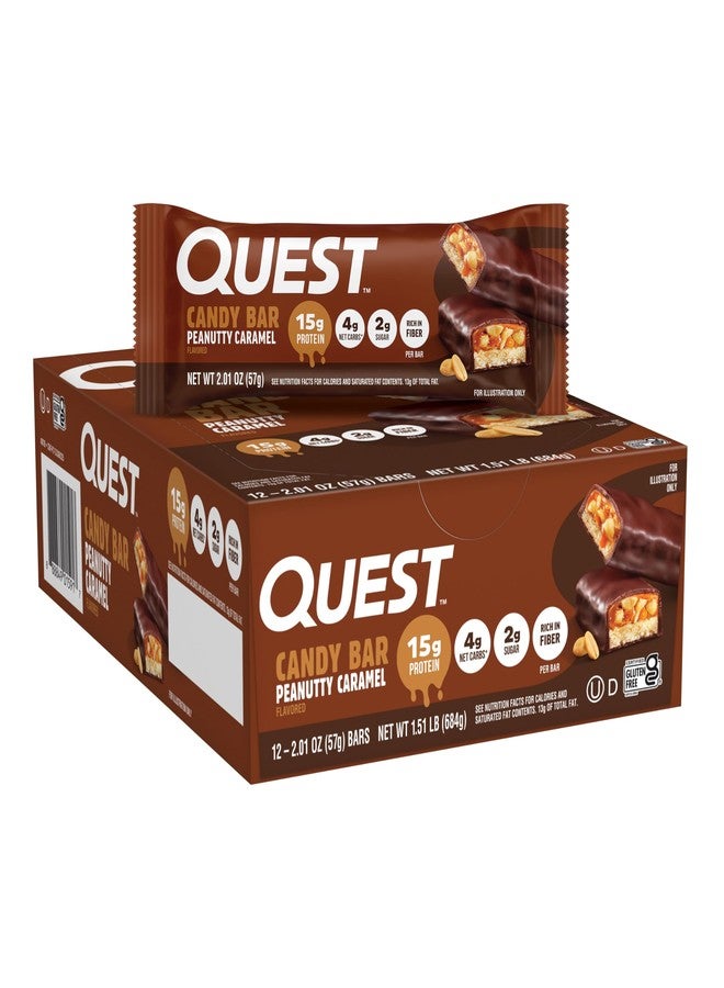 Quest Nutrition Protein Bar, Peanutty Caramel Flavor, 15g Protein, 2g Sugar, Low Sugar, Gluten Free, 12 Count - Image 1