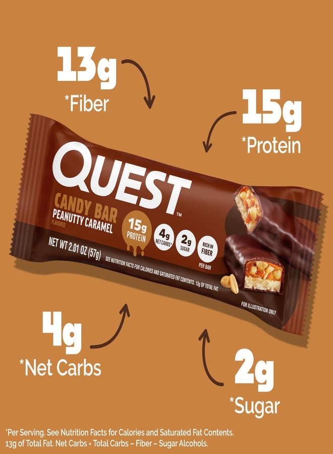 Quest Nutrition Protein Bar, Peanutty Caramel Flavor, 15g Protein, 2g Sugar, Low Sugar, Gluten Free, 12 Count - Image 2