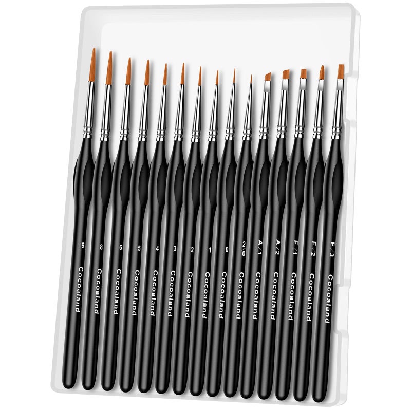Miniature Paint Brushes15Pcs Small Fine Tip Paintbrushes Micro Detail Paint Brush Set Triangular Grip Handles Art Brushes Perfect for Acrylic Watercolor Oil Craft ModelsBlack