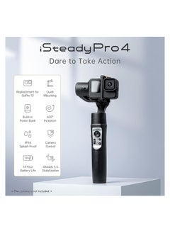 hohem مثبت كاميرا الحركة iSteady Pro 4 ثلاثي المحاور المحمول باليد للكاميرا الرياضية مع تحكم لاسلكي ومثبت مقاوم للرذاذ بديل لكاميرا GoPro 11 10 9 8 7 6 5 4 3 OSMO Action Insta360 One R  - Image 3