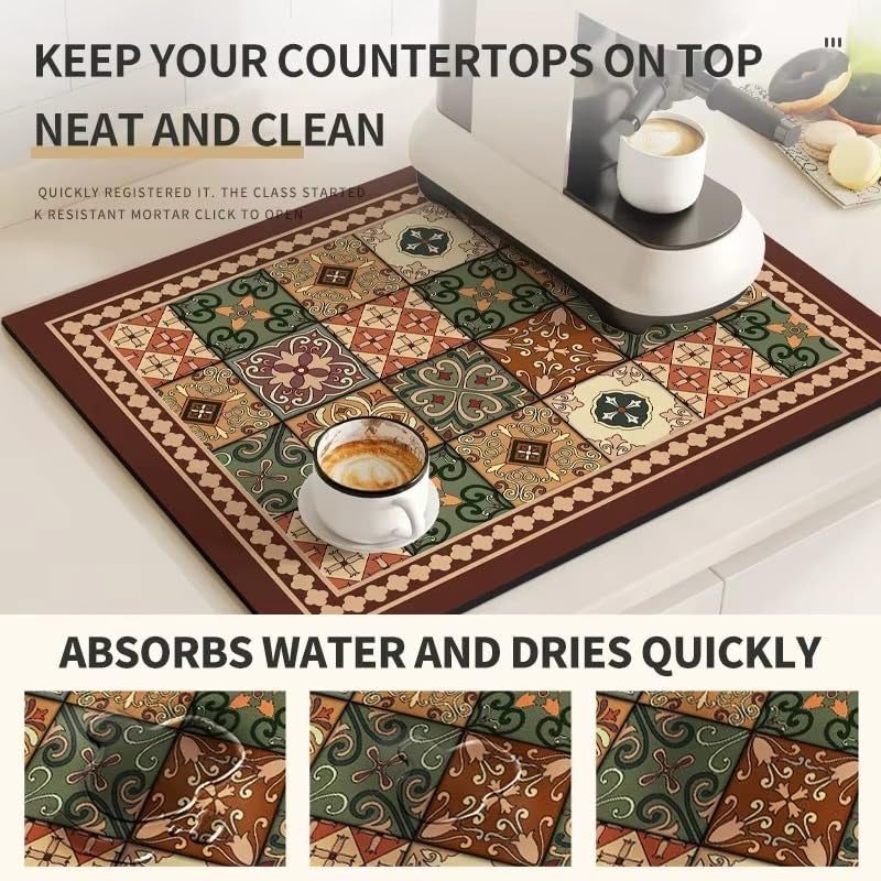 Royser Absorbent Dish Drying Mat for Kitchen Utensils | Non-Slip Dustproof Cover for Washer Dryer Rubber Sink Mat | Multipurpose Kitchen Place Mat & Draining Mat Countertop Protector (58x38 cm) - Image 5