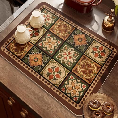 Royser Absorbent Dish Drying Mat for Kitchen Utensils | Non-Slip Dustproof Cover for Washer Dryer Rubber Sink Mat | Multipurpose Kitchen Place Mat & Draining Mat Countertop Protector (58x38 cm) - Image 1