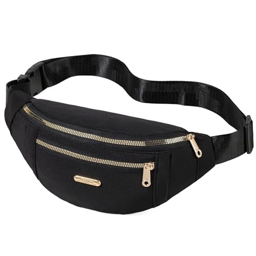 Dorras Fanny Pack for Women, Crossbody Bag Waist Pack Belt Bags for Travel Walking Hiking - Black - Image 2