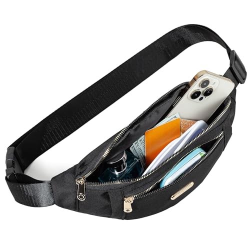 Dorras Fanny Pack for Women, Crossbody Bag Waist Pack Belt Bags for Travel Walking Hiking - Black - Image 5