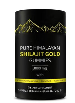BIYODE Pure Himalayan Shilajit Gummies Gold I Lab Tested I No Added Sugar I Ashwagandha, Gokshura| Fulvic Acid & 85+ Trace Minerals I for Men, Women I Non-GMO I 100% Natural & Organic I 60 Gummy  - Image 1