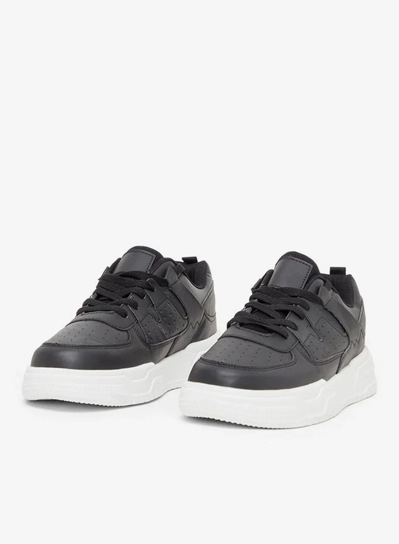 Styli Active Textured Platform Sole Lace Up Sneakers