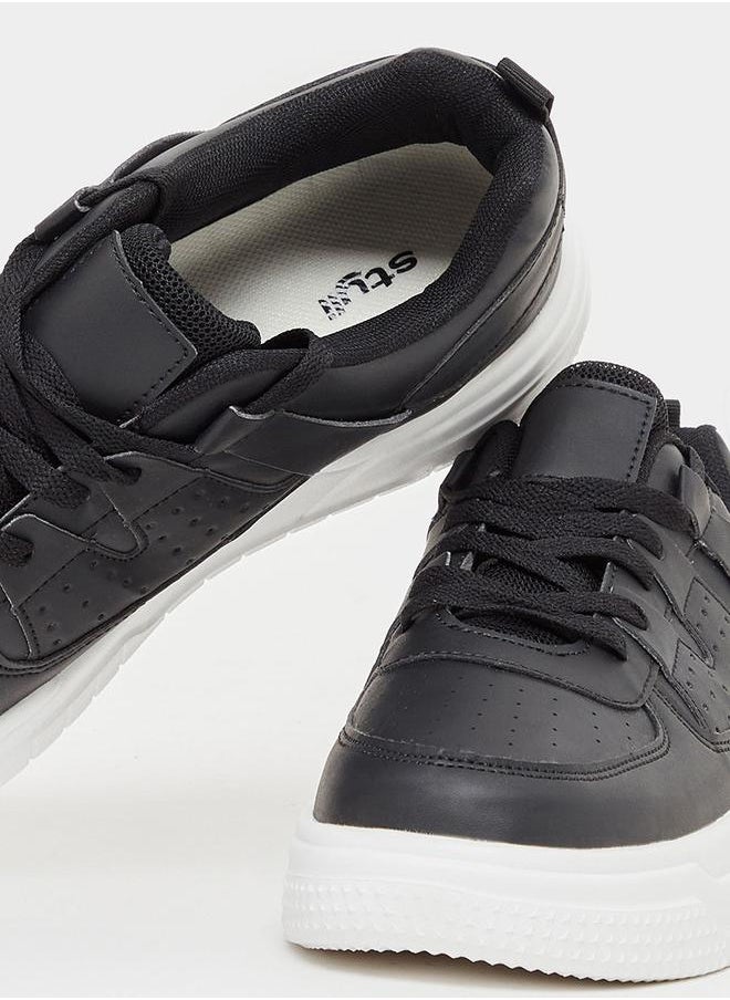 Styli Textured Platform Sole Lace Up Sneakers  - Image 3