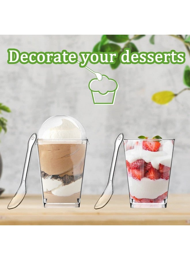Monrocco 100 Pack 5 oz Dessert Cups with Lids and Spoons, Tall Appetizer Cups Clear Plastic Parfait Cups, Dessert Shot Glasses for Baby Shower Party, Wedding, Birthday Party - Image 3