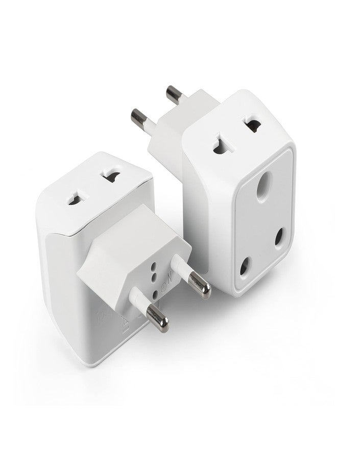 Ceptics India to Europe Travel Adapter Plug Â- 2 in 1 Germany,France Smartphone Adapter-Type C-Ce Certified-Rohs Compliant Â- White-2 Pack - Image 1