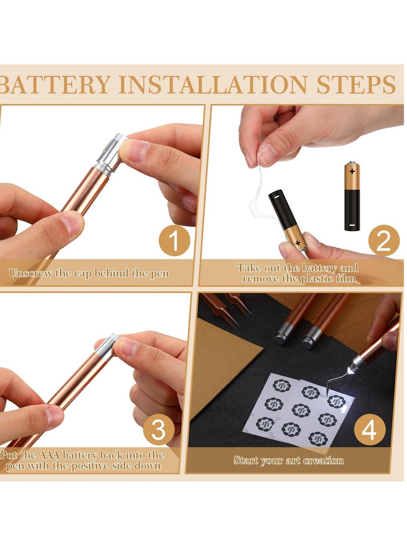 LED Weeding Tools Set for Vinyl Craft, 6 Pcs Retractable Pens and Tweezers for Easy Removal of Tiny Vinyl and Iron-On Designs - Image 5