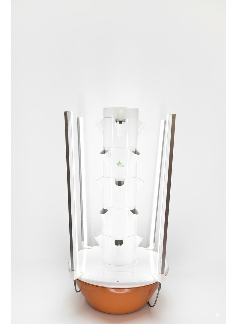 برج نظام زراعة مائية مع ضوء ليد قابل للطي، قطعتين مع صندوق خارجي ليد، 20 كبسولة عمودية، برج مائي بتدوير تلقائي للمياه، برج مائي للحديقة للأعشاب والفواكه والخضروات (5 طبقات) - Image 1