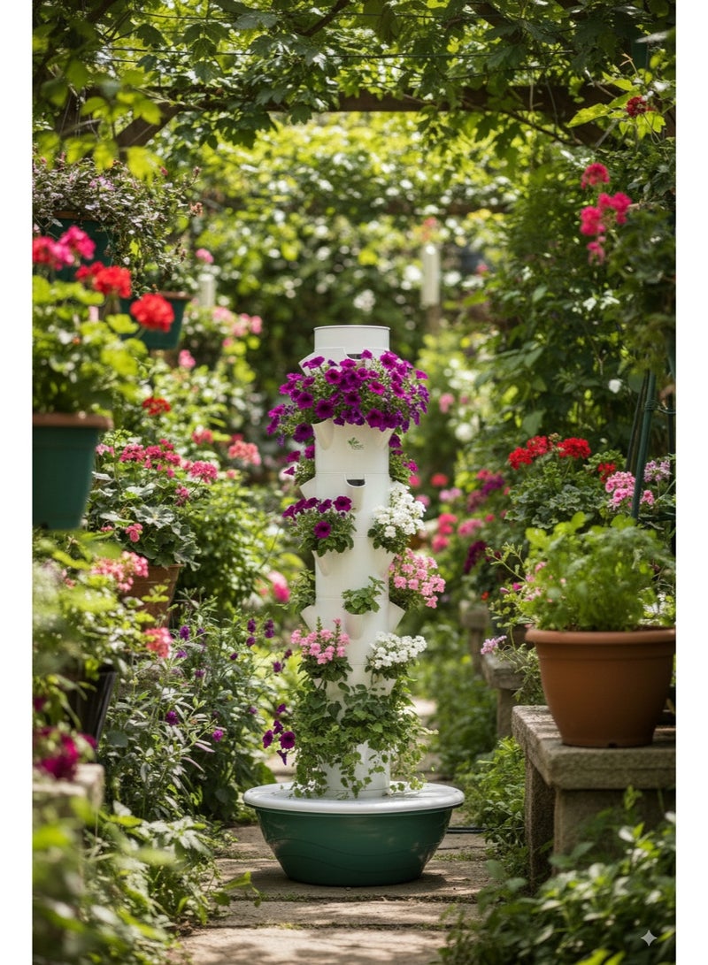 برج نظام زراعة مائية مع ضوء ليد قابل للطي، قطعتين مع صندوق خارجي ليد، 20 كبسولة عمودية، برج مائي بتدوير تلقائي للمياه، برج مائي للحديقة للأعشاب والفواكه والخضروات (5 طبقات) - Image 2