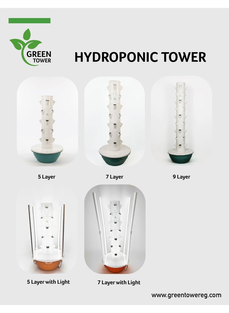 برج نظام زراعة مائية مع ضوء ليد قابل للطي، قطعتين مع صندوق خارجي ليد، 20 كبسولة عمودية، برج مائي بتدوير تلقائي للمياه، برج مائي للحديقة للأعشاب والفواكه والخضروات (5 طبقات) - Image 3