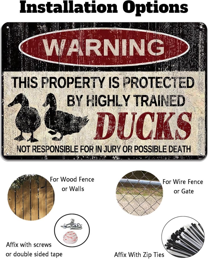 kengtou Ducks Warning Vintage Metal Sign - Image 5