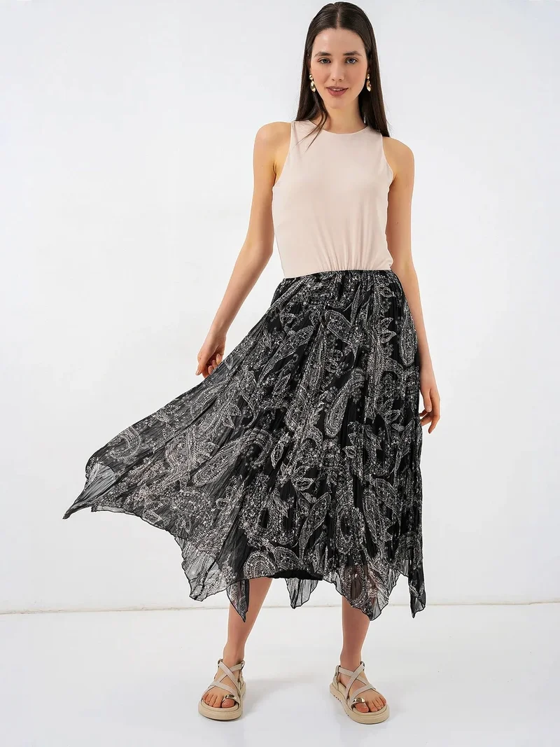 BIG DART BDART High Waist A-Line Midi Skirt in Paisley Print