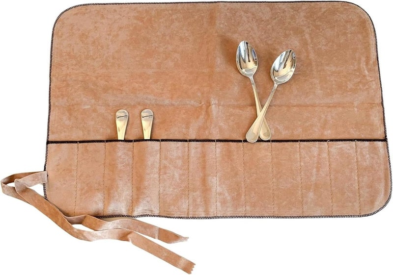HAGERTY Silver Guard Cutlery Roll I Cutlery pouch for silver & silver-plated metal 48x32cm I Practical cutlery storage with tarnish protection I Cutlery holder for coffee spoons with 12 compartments - Image 1