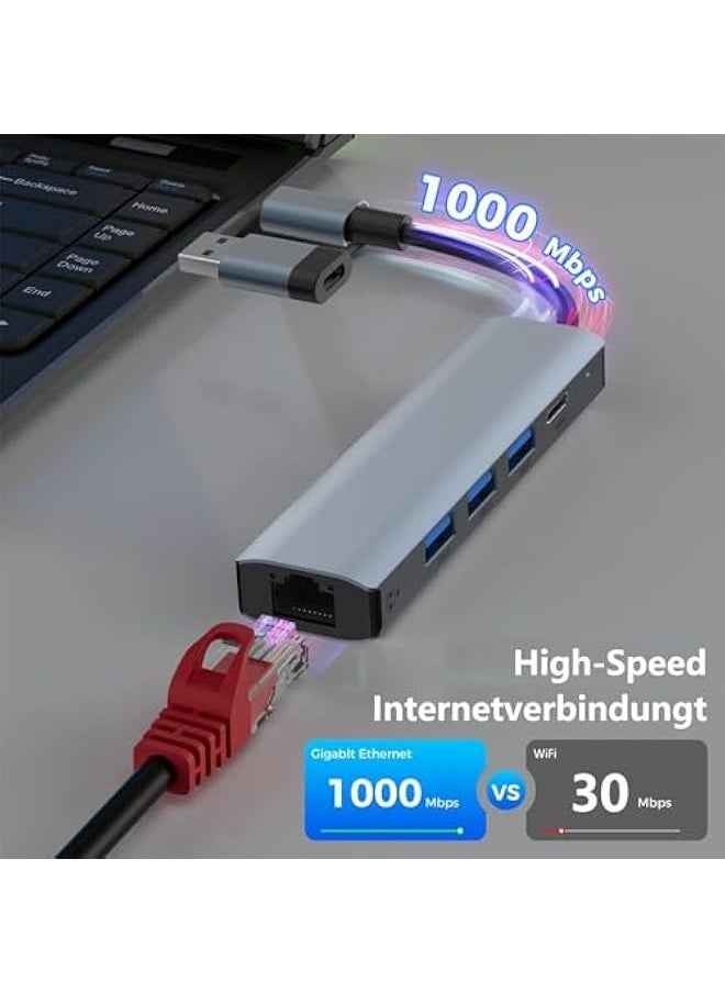 Topleo Gigabit USB LAN Adapter 1000M, USB C to RJ45 Ethernet Adapter, USB C Hub with 3 USB 3.0 Ports & 1 USB Type-C Port for MacBook, XPS, Surface Pro, Linux, Chromebook  - Image 4