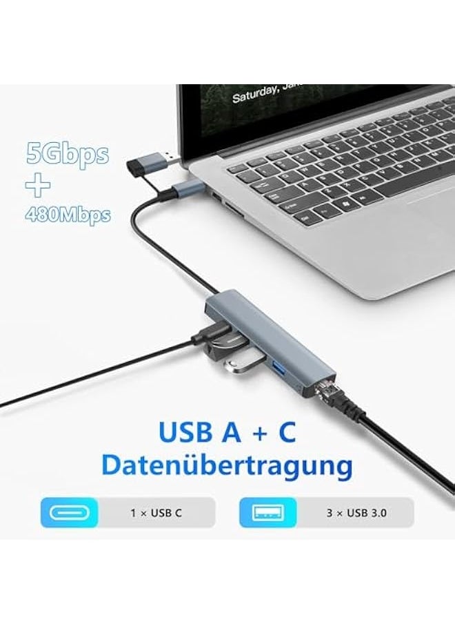 Topleo Gigabit USB LAN Adapter 1000M, USB C to RJ45 Ethernet Adapter, USB C Hub with 3 USB 3.0 Ports & 1 USB Type-C Port for MacBook, XPS, Surface Pro, Linux, Chromebook  - Image 5