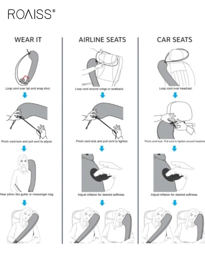 roaiss Comfortable and Convenient Long-Distance Travel Pillow for Men and Women Sleeping Tool Sleep on Your Side When Taking a Car, Plane or High-Speed Train Neck Pillow, Body Pillow, Nap Pillow, Inflatable Pillow - Image 4