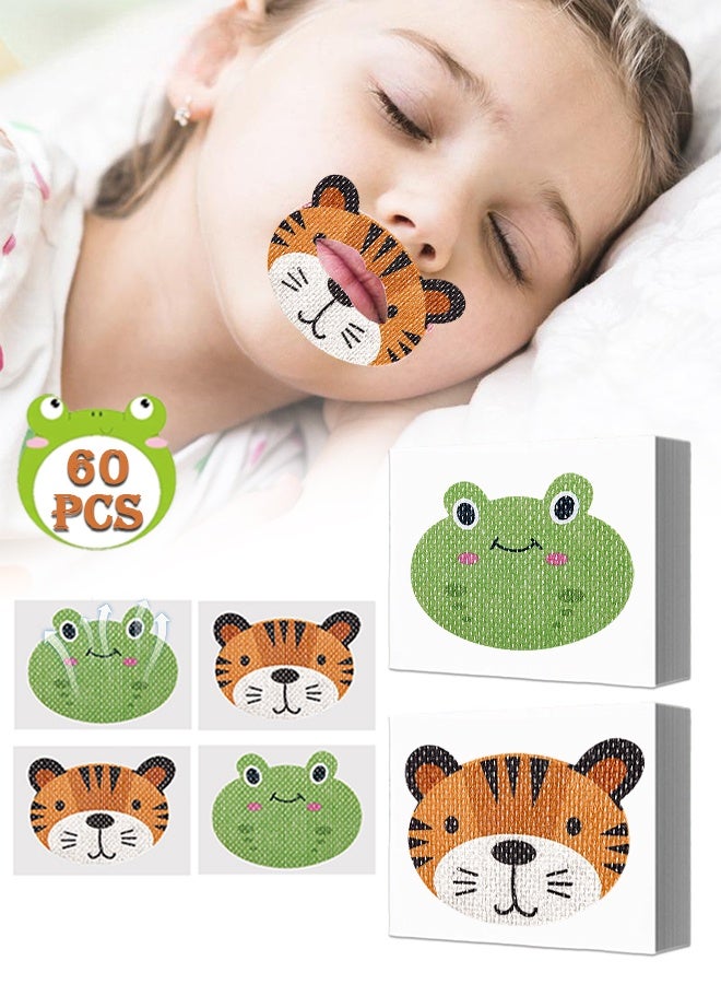 Sweet Life 60Pcs Kids Mouth Tape for Better Breathing, Cute Tiger & Frog Designs, Safe & Gentle Anti-Snoring Solution - Image 1