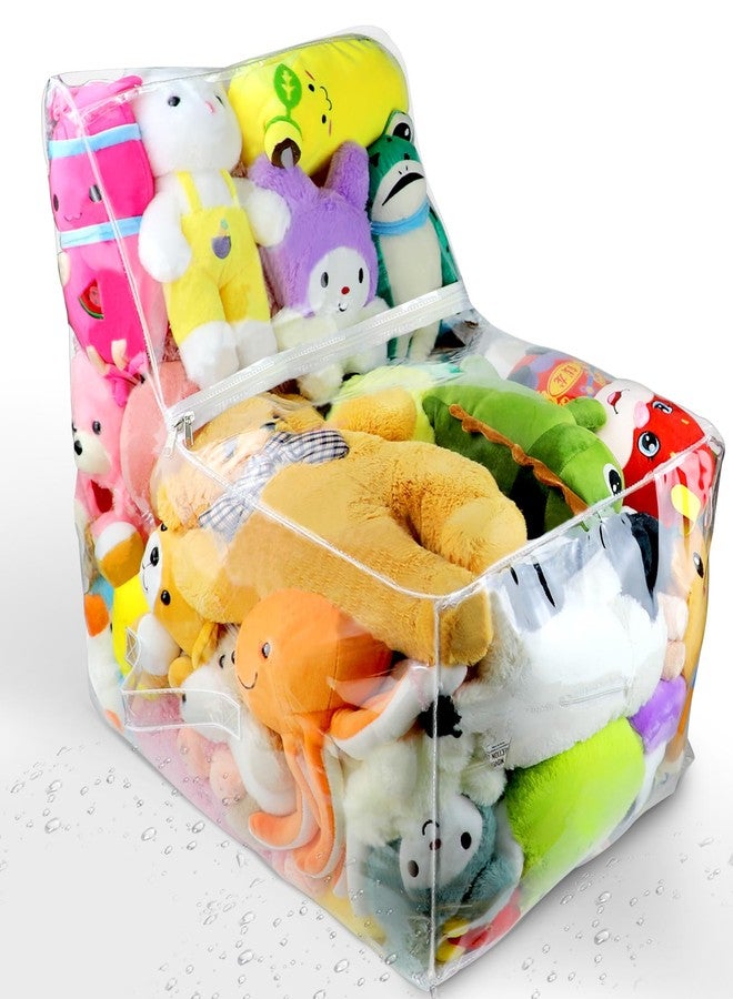 fethwoin Clear Stuffed Animal Bean Bag Chair Cover for Kids, Waterproof Large Stuffable Beanbag Chair Cover, Creative PVC Plush Toys Storage, for Organizing Toddler & Children Rooms Soft Stuff Animal - Image 1