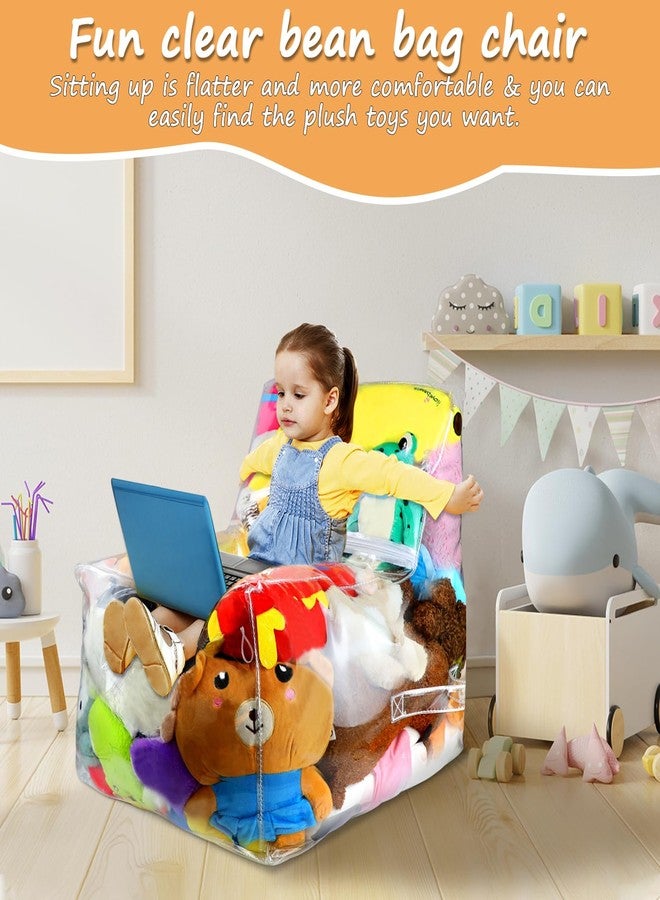 fethwoin Clear Stuffed Animal Bean Bag Chair Cover for Kids, Waterproof Large Stuffable Beanbag Chair Cover, Creative PVC Plush Toys Storage, for Organizing Toddler & Children Rooms Soft Stuff Animal - Image 4