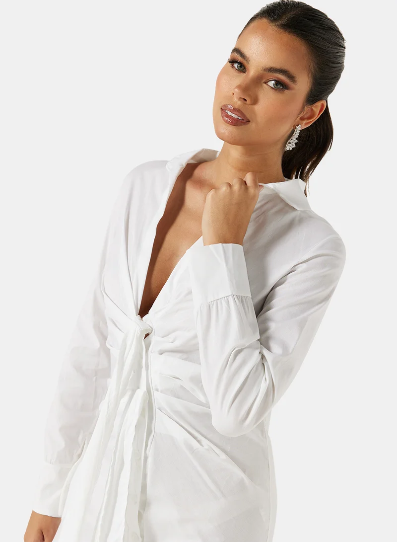 FEMME LUXE White Tie-Front Dress