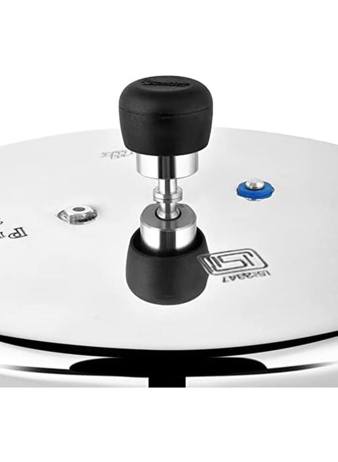 برستيج طنجرة ضغط ديلوكس بلس سعة 10 لتر من الألومنيوم مع غطاء، مؤشر ضغط حصري متوافق مع اللون الفضي - Image 4