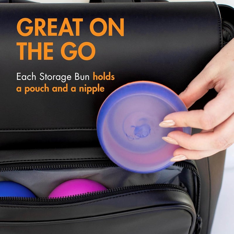 Boon Nursh Storage Buns for Baby Feeding Essentials  Baby Bottle Organizer and Storage  Holds Nursh Bottle Pouches Nipples and Pacifiers  Baby BottleFeeding Supplies  Color Block  3 Count - Image 4